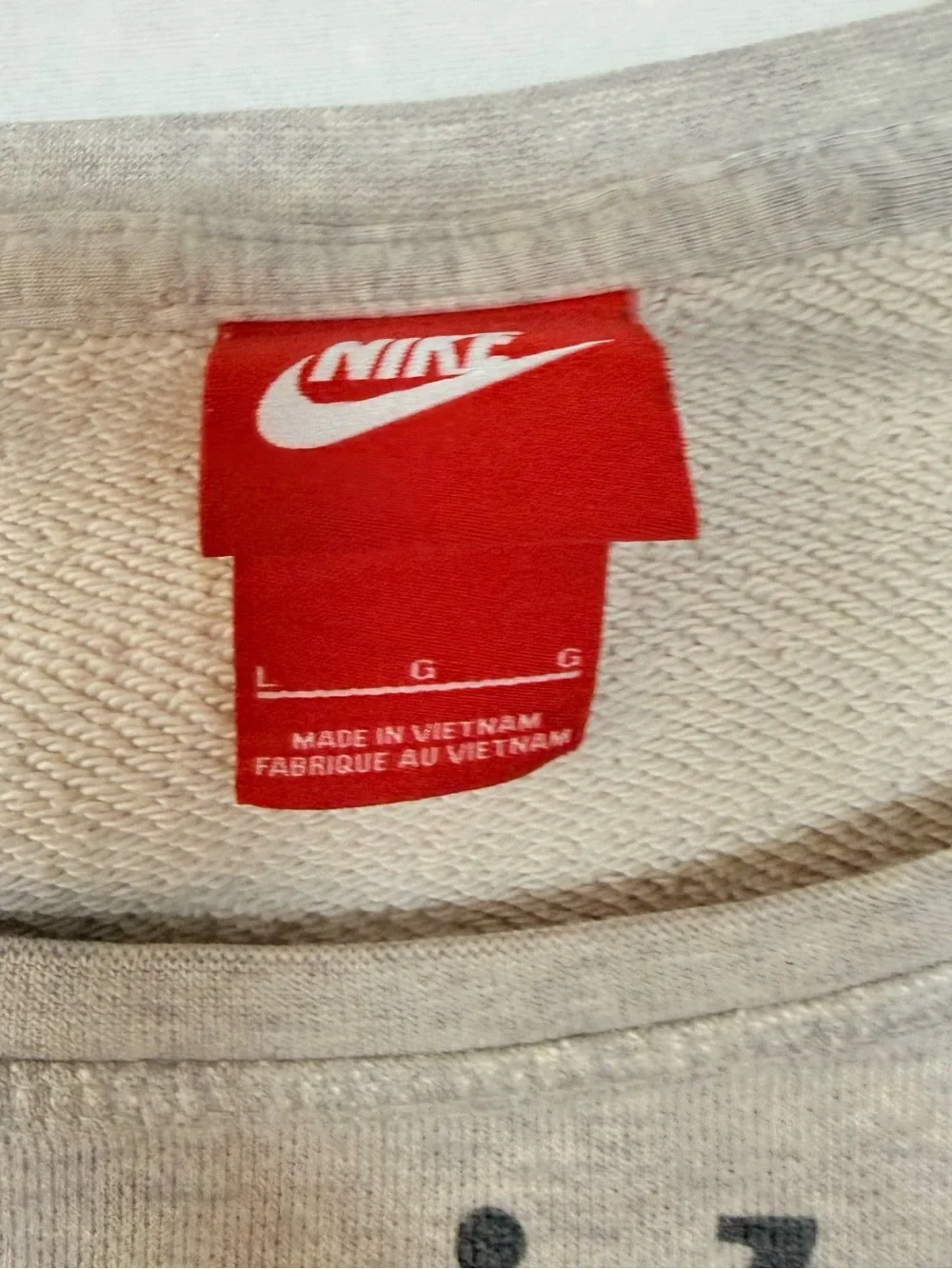 Nike Light Gray Pullover Sweatshirt with Navy Logo